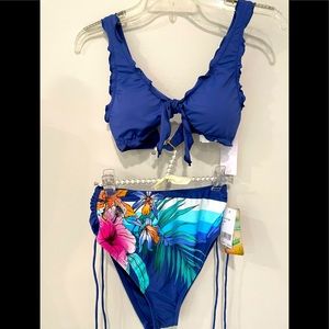 Hobie Blue Floral Bikini Sz S NWT